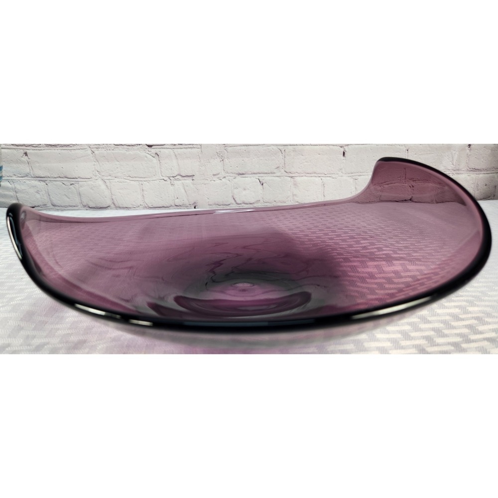 Viking Elegant Art Glass Amethyst Purple Console Bowl MCM Vintage Decor Collect